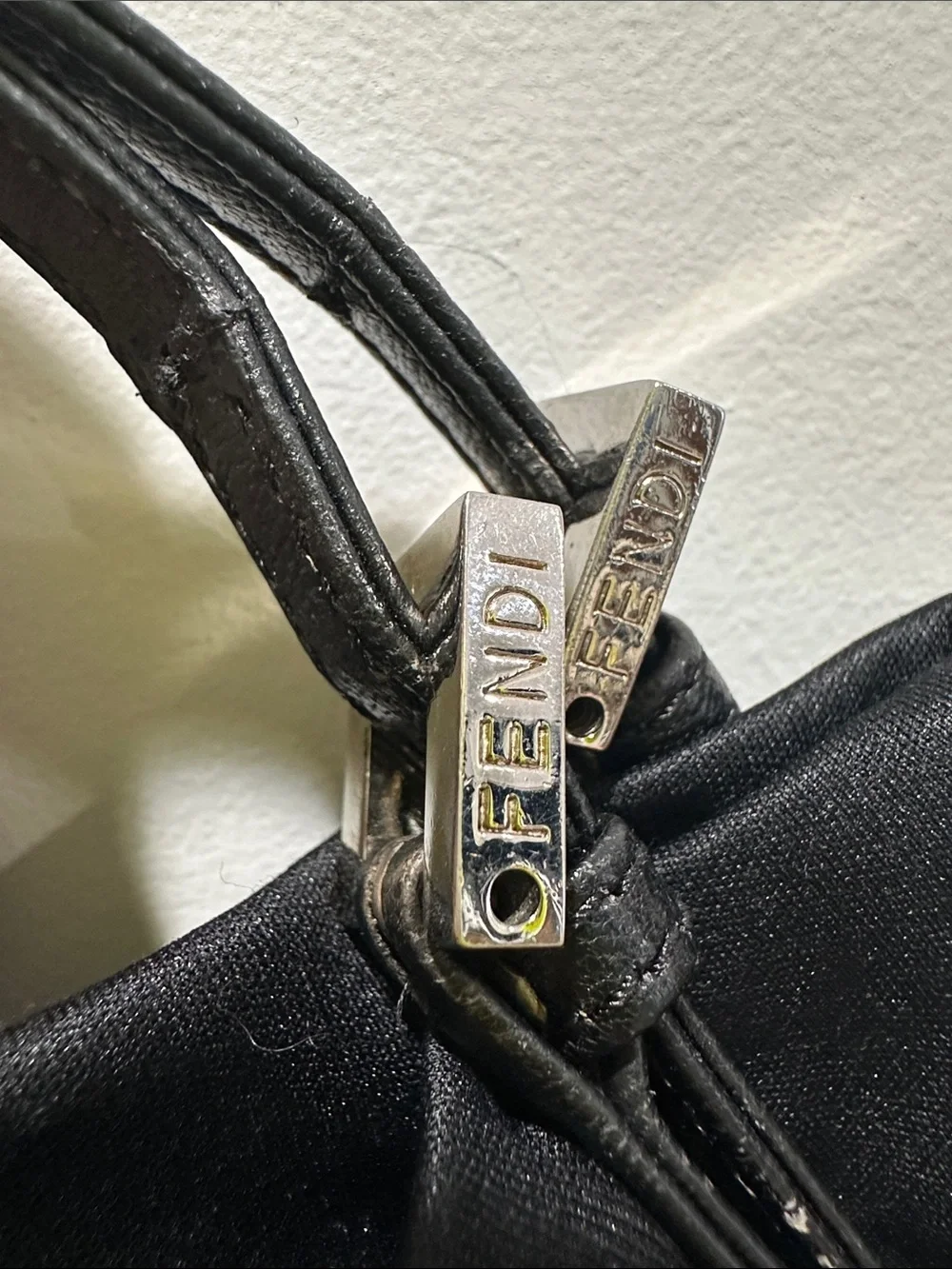 Fendi 90s Y2K Neoprene Hobo Shoulder Bag with Silver Accent AUTH